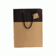 Sac luxe bicolore kraft /noir 25+13x33cm - par 10