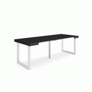 SKRAUT HOME Table console extensible, 220, Pour 10 personnes, Pieds bois massif, Noir - noir Bois manufacturé 302_6