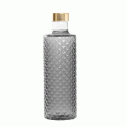 Zafferano Isolano Bouteille de Design en Verre Borosilicate Soufflé à la Main Couleur Grise avec Décor Diamant Élégante et Polyvalente pour Table