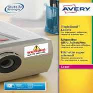 AVERY 480 étiquettes ultra-adhésives Laser blanches, format 63,5 x 33,9 mm (20 feuilles A4 / cdt) - blanc polyester L6141-20