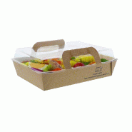 Barquette avec couvercle repas chaud vision M 850ml 16.8x12.2x4cm - par 25