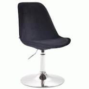 Décoshop26 - Chaise de salle à manger en velours noir hauteur réglable pied métal aspect chromé trompette CDS101121 - noir 3000436369600 Décoshop26 - Chaise de salle à manger en velours noir hauteur réglable pied métal aspect chromé trompette CDS101121 - noir 3000436369600