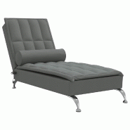 Décoshop26 - Méridienne chaise longue pour intérieur de massage avec traversin en tissu gris foncé DEC026149 - gris 3000255652327 Décoshop26 - Méridienne chaise longue pour intérieur de massage avec traversin en tissu gris foncé DEC026149 - gris 3000255652327
