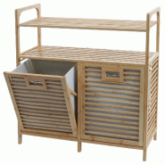 Décoshop26 - Meuble de salle de bain avec deux paniers à linge et deux étagères 88 x 81 x 33 cm en bambou naturel 04_0009760 - Bambou 3000267662871