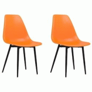 Décoshop26 - Set de 2 chaises de salle à manger en PP orange et métal noir DEC025569 - noir 3000255320264 Décoshop26 - Set de 2 chaises de salle à manger en PP orange et métal noir DEC025569 - noir 3000255320264