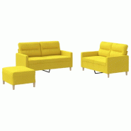 Ensemble de canapés 3 pcs avec coussins Jaune clair Tissu Modèle Étoile Design - 8721012065482