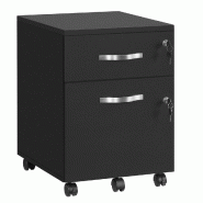 Helloshop26 - Caisson de bureau caisson de rangement classeur armoires basses 2 tiroirs pour dossiers suspendus noir 12_0004813 - 3000222681732