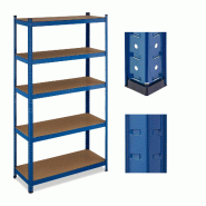 Helloshop26 - Étagère à charge lourde spacieuse garage atelier 180 x 100 x 40 cm avec 5 niveaux ajustables en acier bleu 13_0014778 - bleu Bois man