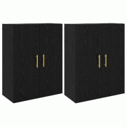 Helloshop26 - Lot de 2 armoires murales modernes avec 4 portes rangement optimisé 69,5 x 34 x 90 cm en bois d'ingénierie chêne noir 02_0056042 - no