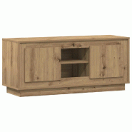 Helloshop26 - Meuble TV rectangulaire rustique avec rangement compartimenté 102 x 35 x 45 cm en bois d'ingénierie chêne artisanal 02_0052732 - Bois