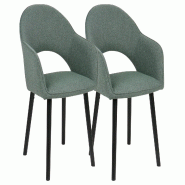 METRO PROFESSIONAL Restaurant Fauteuil Rivenzo lot de 2, acier/bois, vert/noir - vert polyester 4067373519344