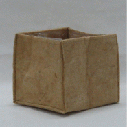 Pot en jute naturel intissé avec doublure en plastique 16x16x14 cm - par 12
