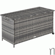 TecTake GmbH tectake Boîte de rangement Kuusamo, en rotin, avec structure en aluminium et roulettes  Gris - gris multi-matériau 406423_0