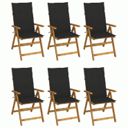 VidaXL Chaises Pliables De Jardin Lot De 6 Avec Coussins Bois D Acacia - noir 3064126
