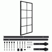 Vidaxl porte coulissante quincaillerie aluminium et verre esg 76x205cm 3056796