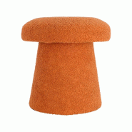 WellHome - Tabouret en forme de champignon 100 % polyester marron Ø43x38 cm - orange polyester WH16729