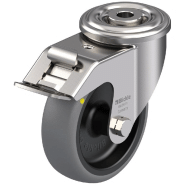 Roulette pivotante/frein de 100 mm en acier inoxydable avec disque gris conducteur d'électricité Roulette pivotante/frein de 100 mm en acier inoxydable avec disque gris conducteur d'électricité