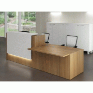Banque d'accueil Z2 noyer avec accès bas - Officity - 206, Blanc mat, Droite, Noyer Canaletto_1