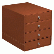 Bloc de classement Rhodiarama, 4 tiroirs, finition simili cuir italien, coloris cuivre - rouge 194569C