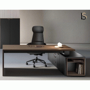 Bureau de manager Sile avec meuble intégré - Bralco - Oui, 228, Noyer, Non, Gauche_0