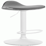 Décoshop26 - Tabouret de bar x1 assise ergonomique en tissu gris clair pied en trompette en métal blanc 10_0005397 - blanc métal 3000252625843