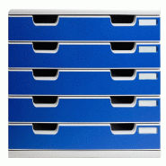 Exacompta MODULO A3 5 tiroirs fermés Office gris lumière/bleu - bleu matière synthétique 322003D