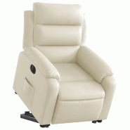 Fauteuil inclinable électrique crème similicuir Modèle Germonis - 8721012175457