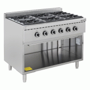 GastroHero Cuisinière à gaz ECO avec soubassement ouvert - 43,2 kW - 6 brûleurs - inox GHBO6B