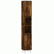 Helloshop26 - Armoire de bain chêne fumé avec 4 compartiments et pieds en fer industriel 30 x 30 x 190 cm en bois chêne fumé 02_0048990 - Bois mas
