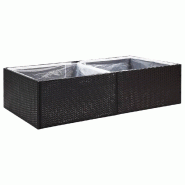 Helloshop26 - Jardinière bac lit surélevé plantes fleurs terrasse jardin 157 x 80 x 40 cm Résine tressée noir 02_0037451 - noir acier 3000217851133