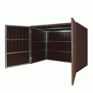 Mendler Habillage de poubelle HWC-J29, Box pour poubelles 660-770L, WPC métal 172x213x112cm ~ brun - marron métal 76055+76056+76057+76058+0