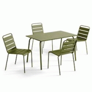 Oviala Business Ensemble table de jardin en métal et 4 chaises Vert Kaki - vert acier 114627 Oviala Business Ensemble table de jardin en métal et 4 chaises Vert Kaki - vert acier 114627