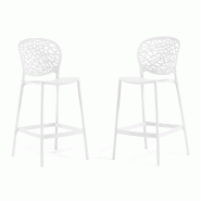 RATTATAN Lot de 2 tabourets extérieurs empilables en polypropylène dossier ajouré patins antidérapants h74 cm, pour jardin, bars, restaurants - Li