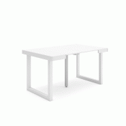 SKRAUT HOME Table console extensible, 140, Pour 6 personnes, Pieds bois massif, Blanc - blanc Bois manufacturé 180_25