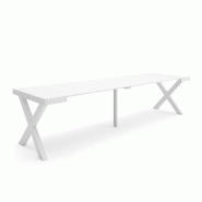 SKRAUT HOME Table console extensible, 300, Pour 14 personnes, Pieds bois massif, Blanc - blanc Bois manufacturé 370_49