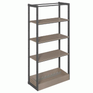 Structure Cage noir suspendue 90x40x180cm 3 tablettes et bac noyer foncé