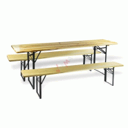Table et bancs de brasserie - ensemble de jardin 3 pièces 220 x 50 cm Table et bancs de brasserie - ensemble de jardin 3 pièces 220 x 50 cm