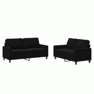 VidaXL Ensemble de canapés 2 pcs avec coussins Noir Velours Modèle Unique Moderne - 3201501