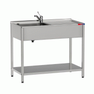 - Evier sous plan 1 bac et 1 égouttoir et robinet inclus deux eaux industriel inox 800 x 500 x 850 mm - inox gf3202sigf3