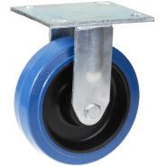 Roulette fixe de 160 mm avec caoutchouc élastique bleu sur roue centrale en nylon Roulette fixe de 160 mm avec caoutchouc élastique bleu sur roue centrale en nylon