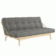 BANQUETTE FUTON FOLK EN PIN MASSIF COLORIS GRIS COUCHAGE 130 X 190 CM.