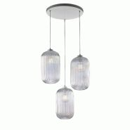 BeLight Krizia Suspension en fer laqué blanc avec câbles électriques réglables et diffuseurs en verre soufflé transparent - transparent 8057724582024