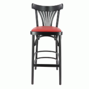 Chaise de bar d'intérieur New Orléans en bois assise rembourrée en simili cuir