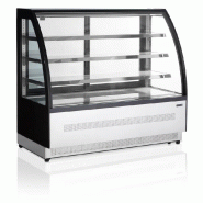 Comptoirs réfrigérés à dessert noir haute 4 faces vitrée bombé larg... - PLPD1500C/BLACK