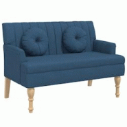 Décoshop26 - Banquette banc avec coussins dossier et accoudoirs 113 x 64,5 x 75,5 cm en tissu bleu DEC024628 - bleu 3000254810186 Décoshop26 - Banquette banc avec coussins dossier et accoudoirs 113 x 64,5 x 75,5 cm en tissu bleu DEC024628 - bleu 3000254810186