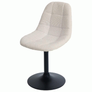 Décoshop26 - Chaise de salle à manger pivotante 360° design contemporain en tissu bouclé beige pied acier noir mat 04_0009881 - beige acier 300026