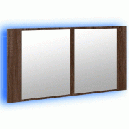 Helloshop26 - Armoire à miroir à LED pour salle de bain 90 x 12 x 45 cm rangement ergonomique design moderne en bois d'ingénierie 02_0049289 - Bois