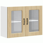 Helloshop26 - Armoire murale cuisine moderne rangement pratique dimensions 80 x 31 x 60 cm en bois d'ingénierie chêne sonoma 02_0050015 - verre 3000