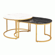 Helloshop26 - Lot de 2 tables basses gigognes aspect marbre noir 03_0009705 - 3000224824090