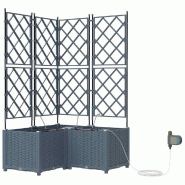 Helloshop26 - Lot de 3 cache-pots de jardin moderne avec système d'irrigation 80 x 80 x 142 cm en acier gris clair 02_0058598 - gris acier 3000240678